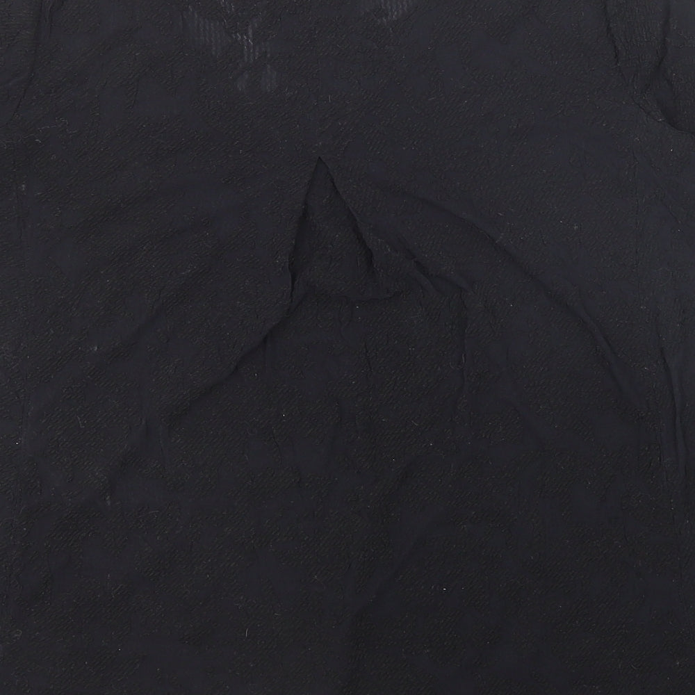 Marks and Spencer Womens Black Polyamide Basic Blouse Size 12 V-Neck