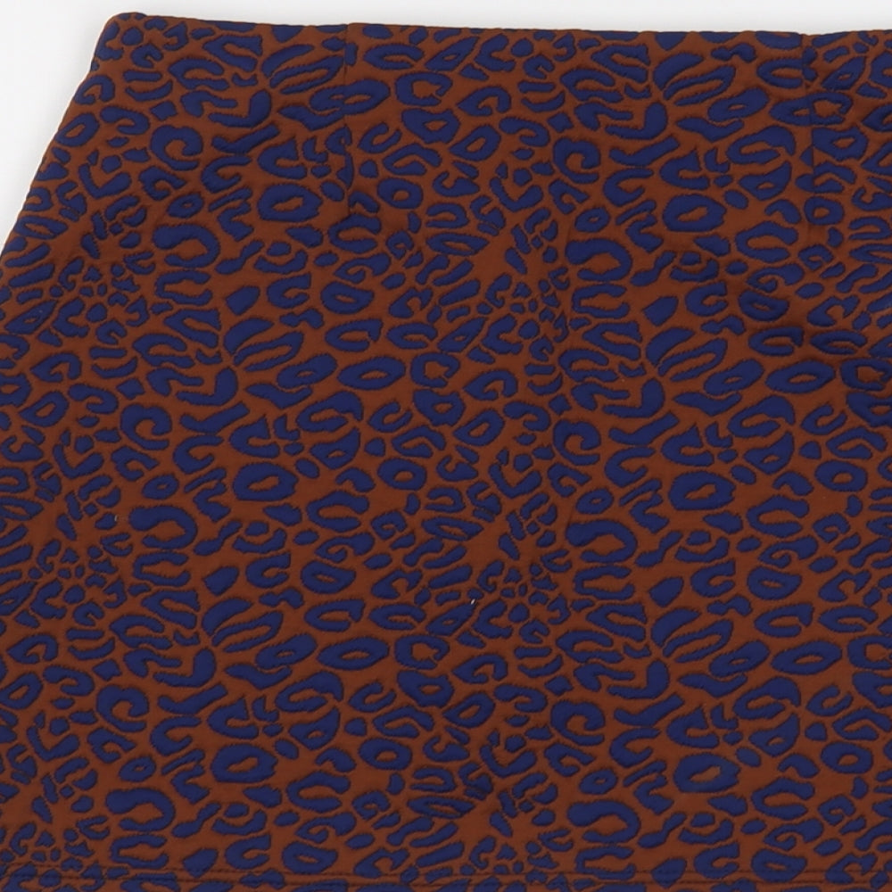 Marks and Spencer Womens Brown Animal Print Polyester Bandage Skirt Size 8 - Leopard Pattern