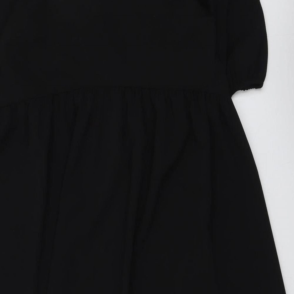ASOS Womens Black Polyester Trapeze & Swing Size 8 Round Neck Button