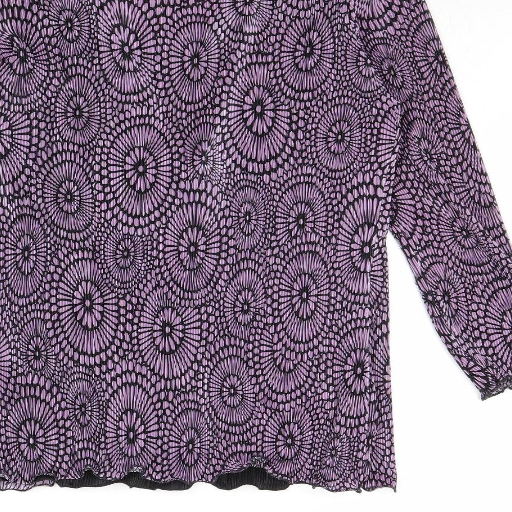 Sonic Collection Womens Purple Geometric Polyester Basic Blouse Size S Scoop Neck - Size S-M