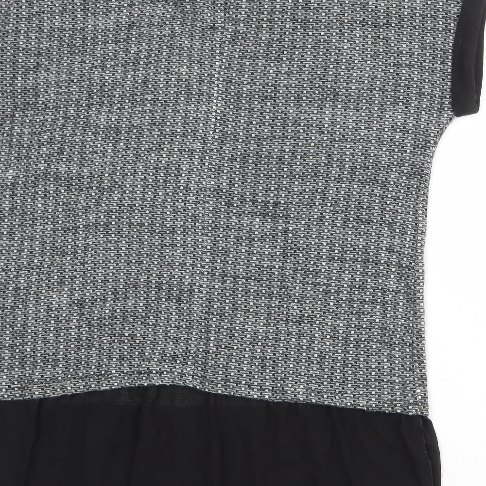 Roman Womens Grey Boat Neck Geometric Acrylic Pullover Jumper Size M