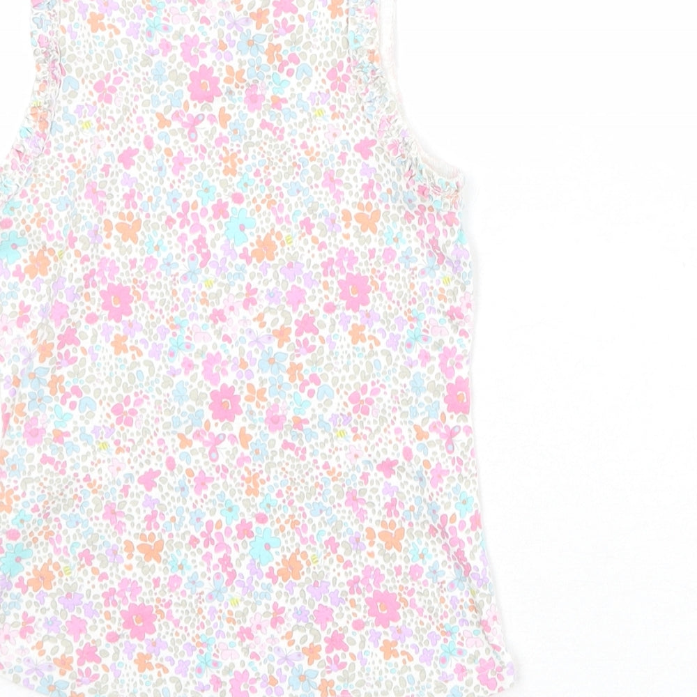 NEXT Girls Multicoloured Floral 100% Cotton Pullover Tank Size 3-4 Years Boat Neck Pullover