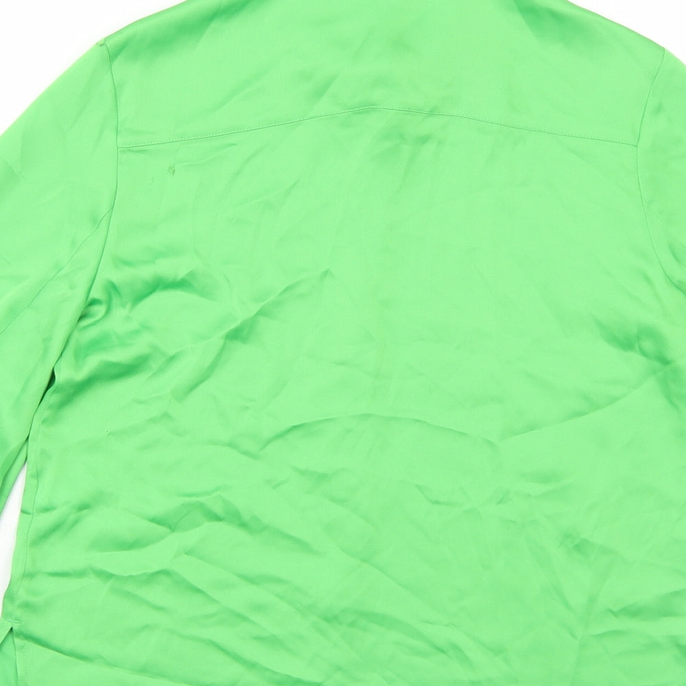 Marks and Spencer Womens Green Polyester Basic Button-Up Size 6 Collared