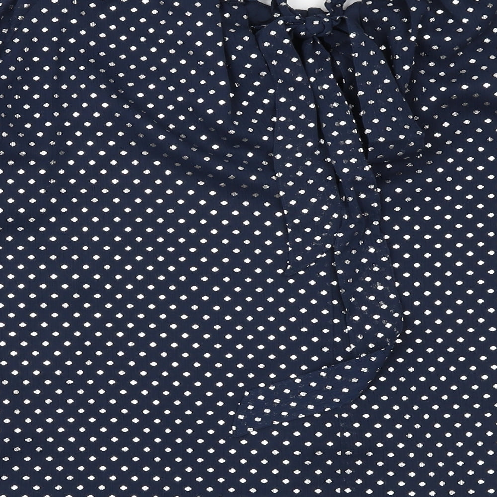 Marks and Spencer Womens Black Polka Dot Polyester Basic Blouse Size 10 Round Neck