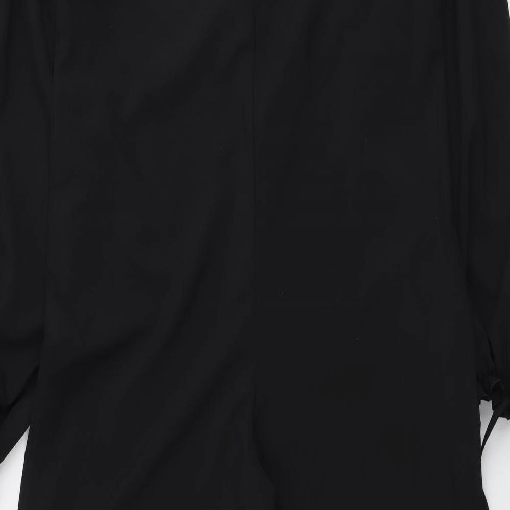 Boohoo Womens Black Polyester Jumpsuit One-Piece Size 8 Pullover - Tie Sleeve Detail