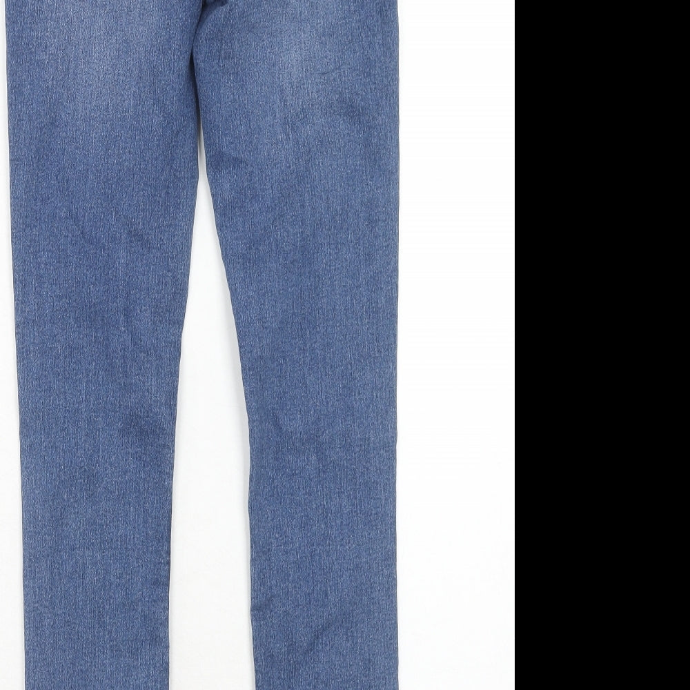 Marks and Spencer Womens Blue Cotton Skinny Jeans Size 6 Regular Zip