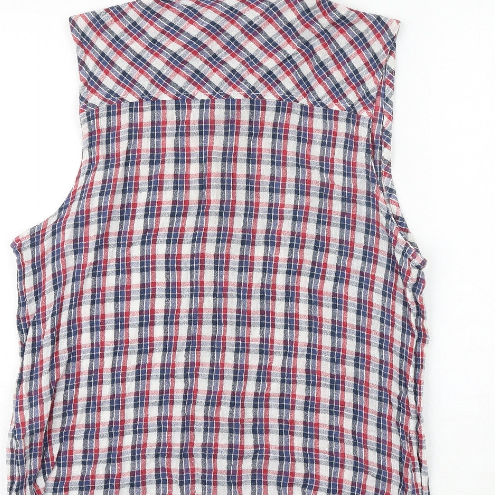 FOREVER 21 Womens Multicoloured Plaid 100% Cotton Basic Button-Up Size L Collared
