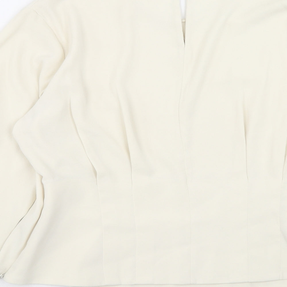 Marks and Spencer Womens Ivory Polyester Basic Blouse Size 18 Round Neck