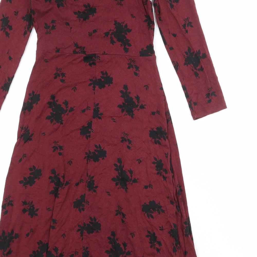Principles Womens Red Floral Viscose Trapeze & Swing Size 6 V-Neck Pullover