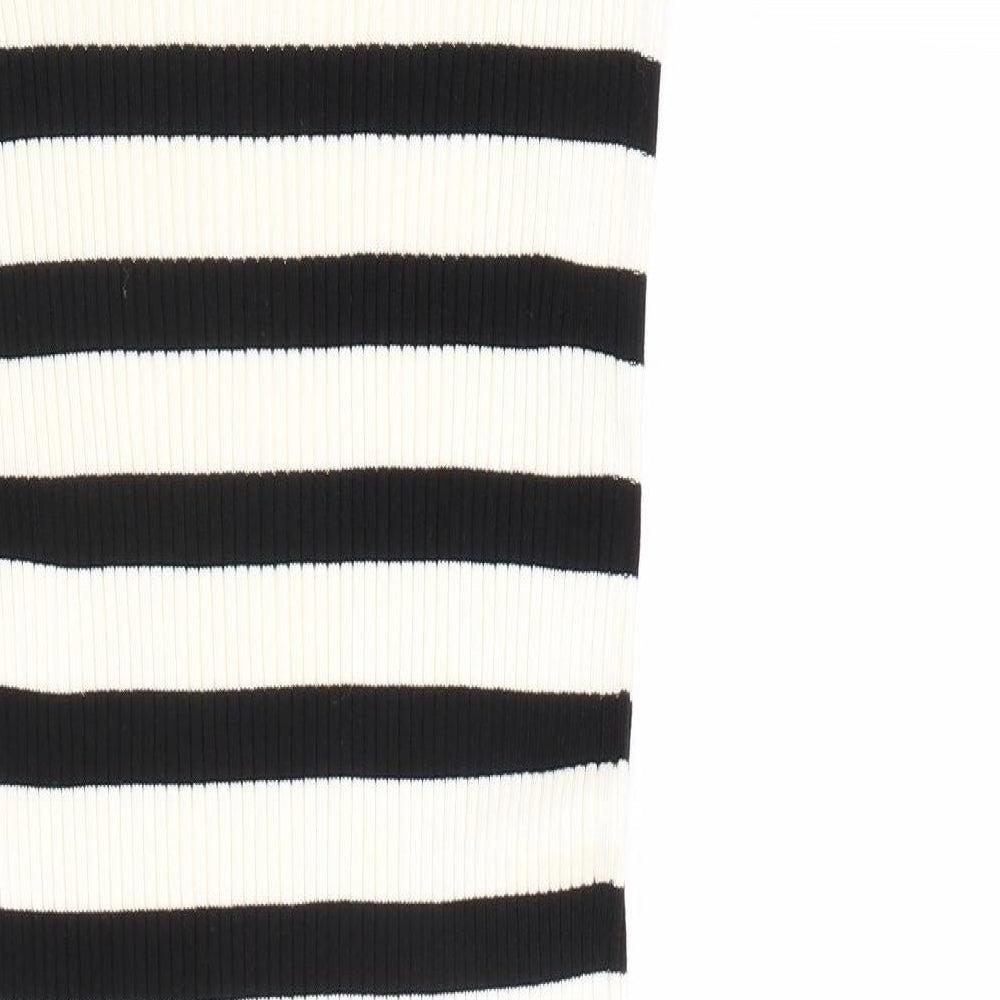 H&M Womens Black Striped Viscose Bandage Skirt Size M