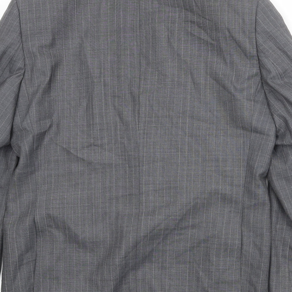Marks and Spencer Mens Grey Striped Polyester Jacket Suit Jacket Size 38 Regular