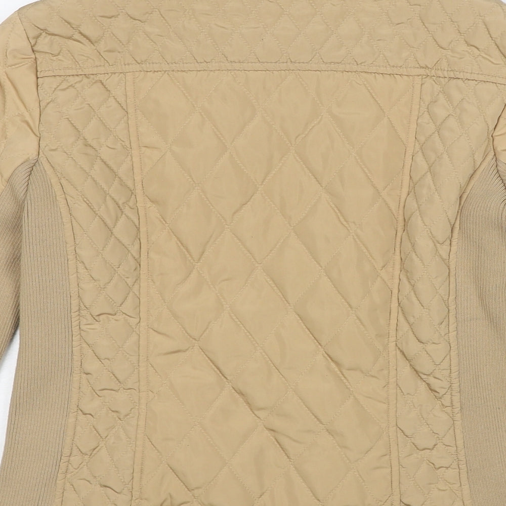 Marks and Spencer Womens Beige Quilted Jacket Size 8 Zip