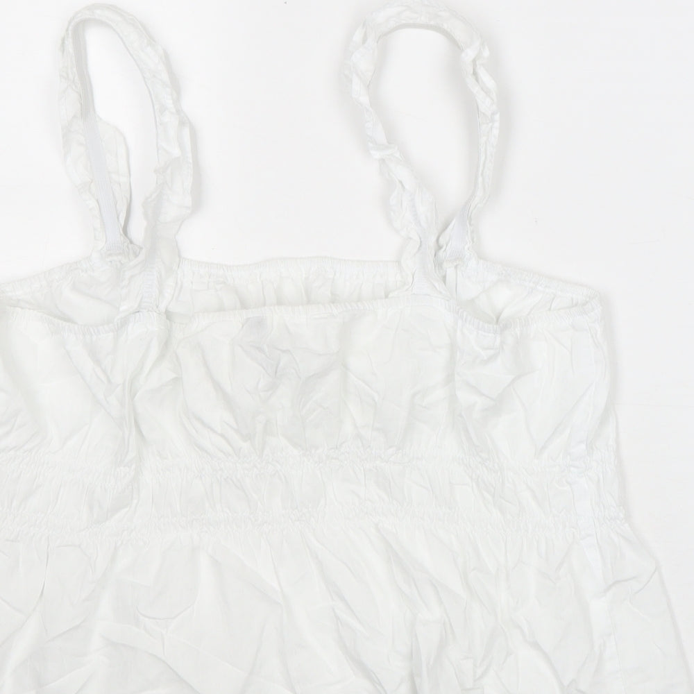 Divided by H&M Womens White Cotton Basic Tank Size L Round Neck