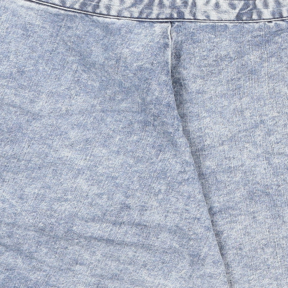 Topshop Womens Blue Cotton Skater Skirt Size 28 in Zip