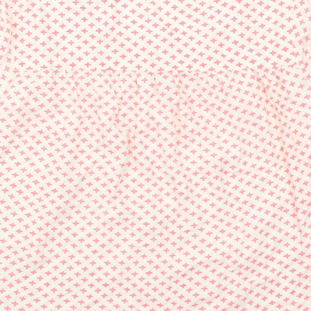 Saint Tropez Clothing Womens Pink Geometric Viscose Basic Blouse Size L Round Neck