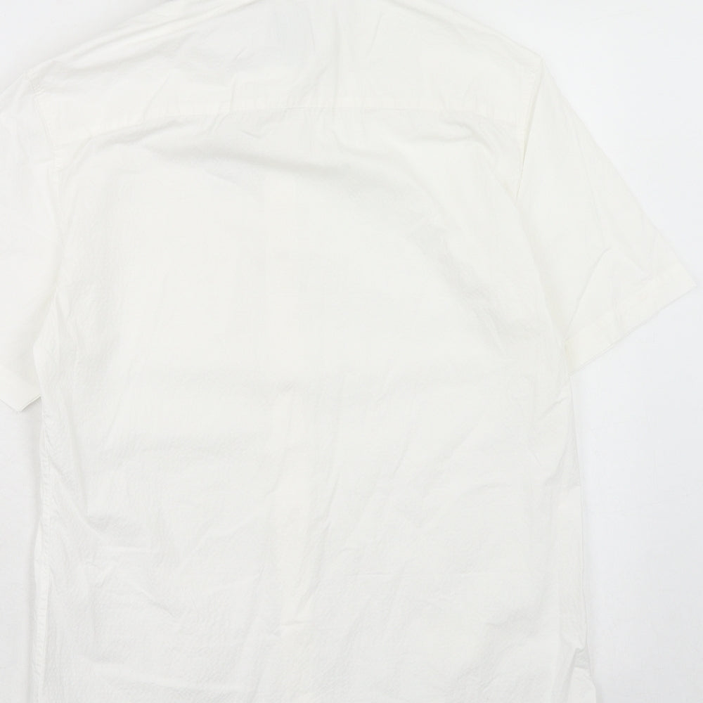 River Island Mens White Cotton Button-Up Size S Collared Button