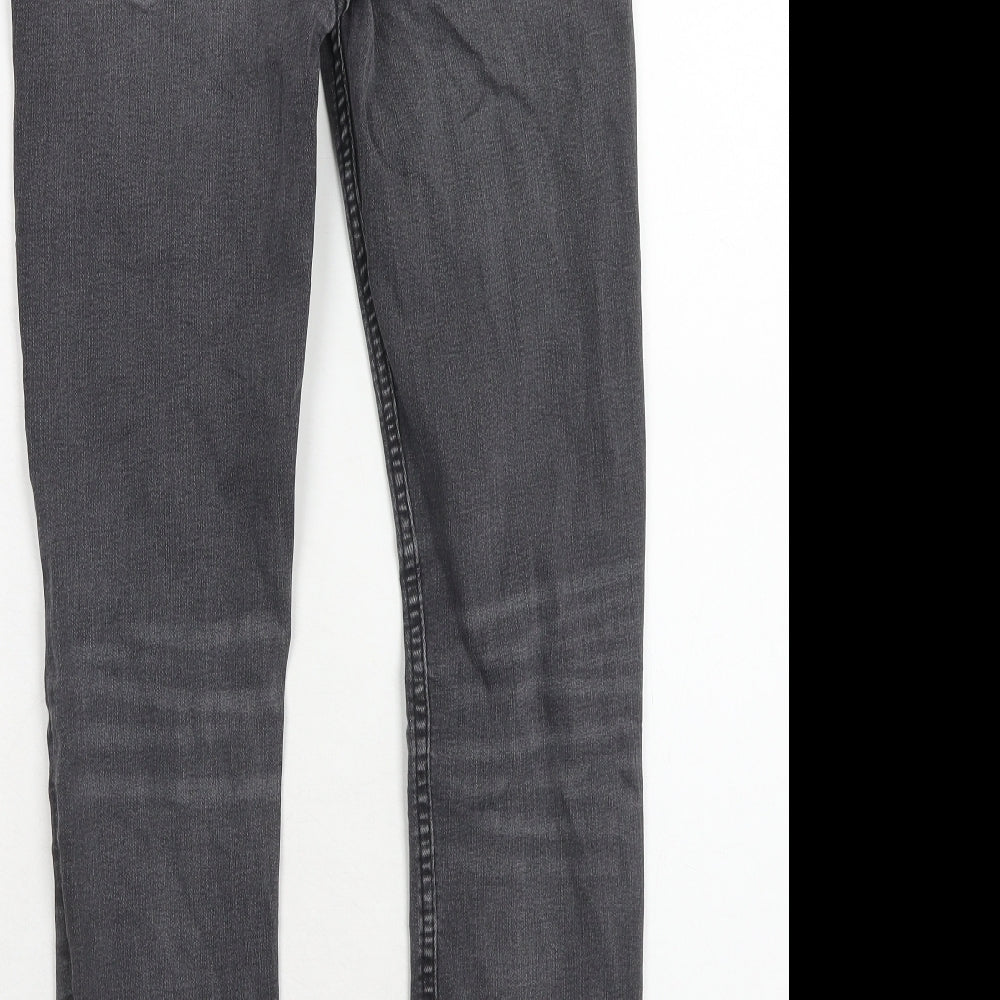 River Island Boys Grey Cotton Skinny Jeans Size 12 Years Regular Zip - Distressed