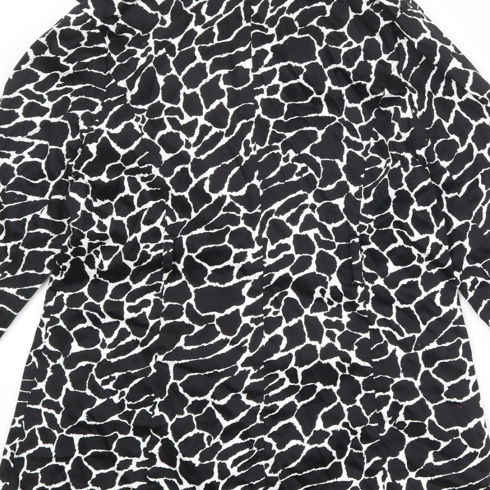 Izabel London Womens Black Geometric Overcoat Coat Size 16 Button