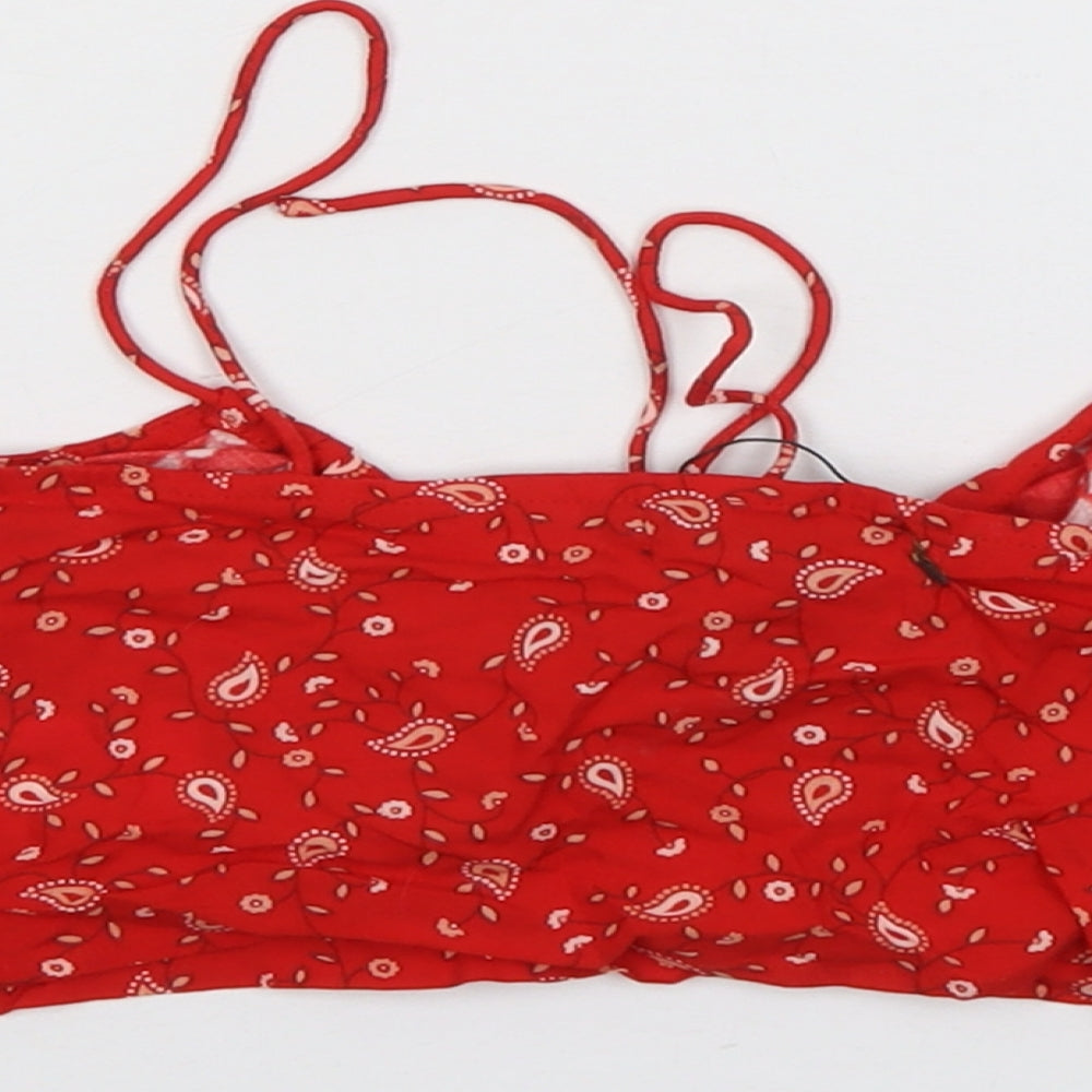 Motel Womens Red Geometric Viscose Cropped Tank Size XS Round Neck