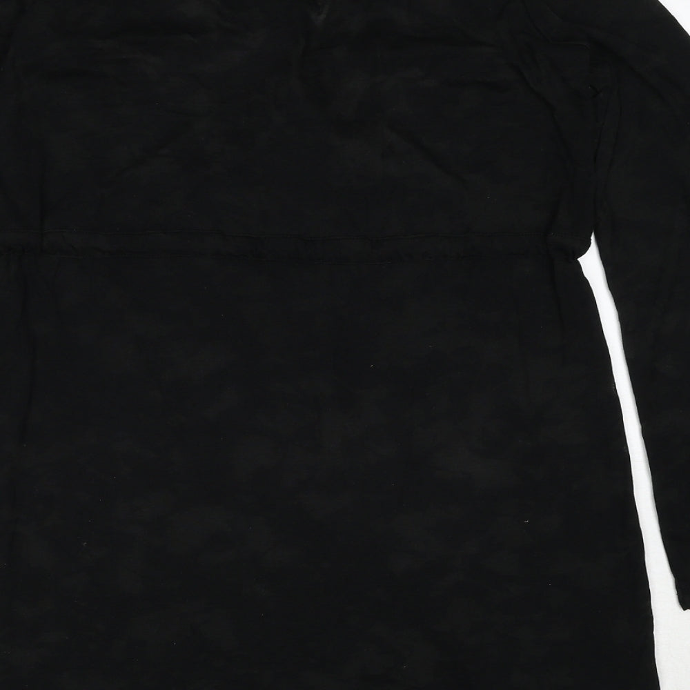 Marks and Spencer Womens Black Geometric Polyester A-Line Size S V-Neck Pullover