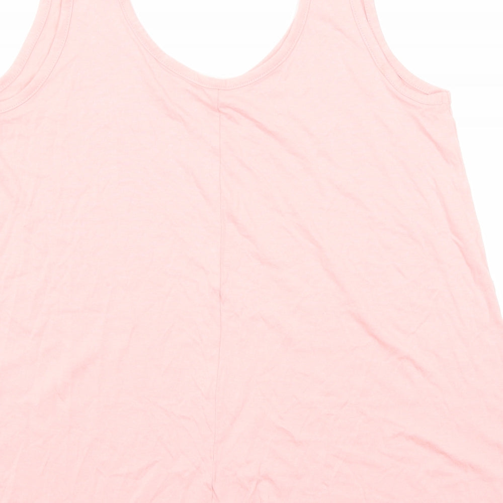 Emeliax Womens Pink Cotton Basic Tank Size M Scoop Neck