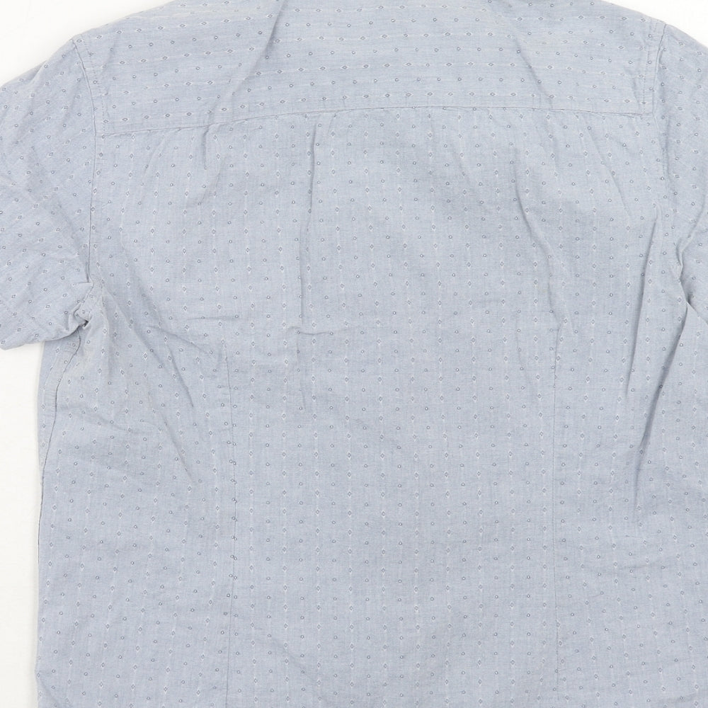 Burton Mens Blue Geometric Cotton Button-Up Size M Collared Button