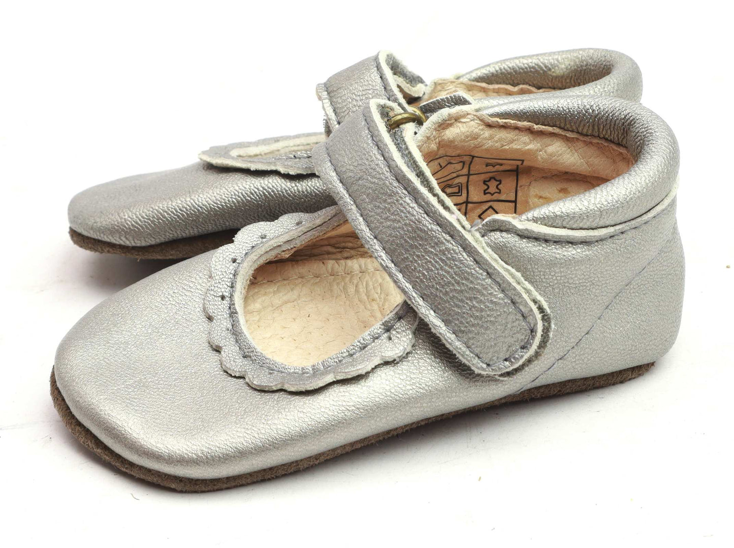 Enfant Girls EU Size 18 Silver Leather Shoes