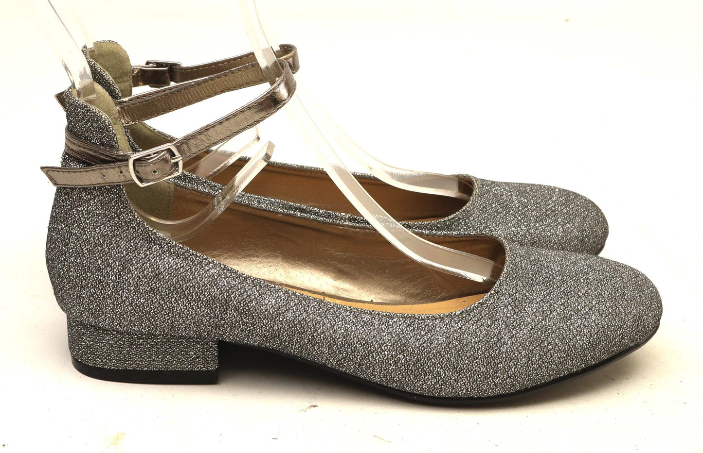 Marks & Spencer Girls UK Size 5 Silver Glitter Shoes