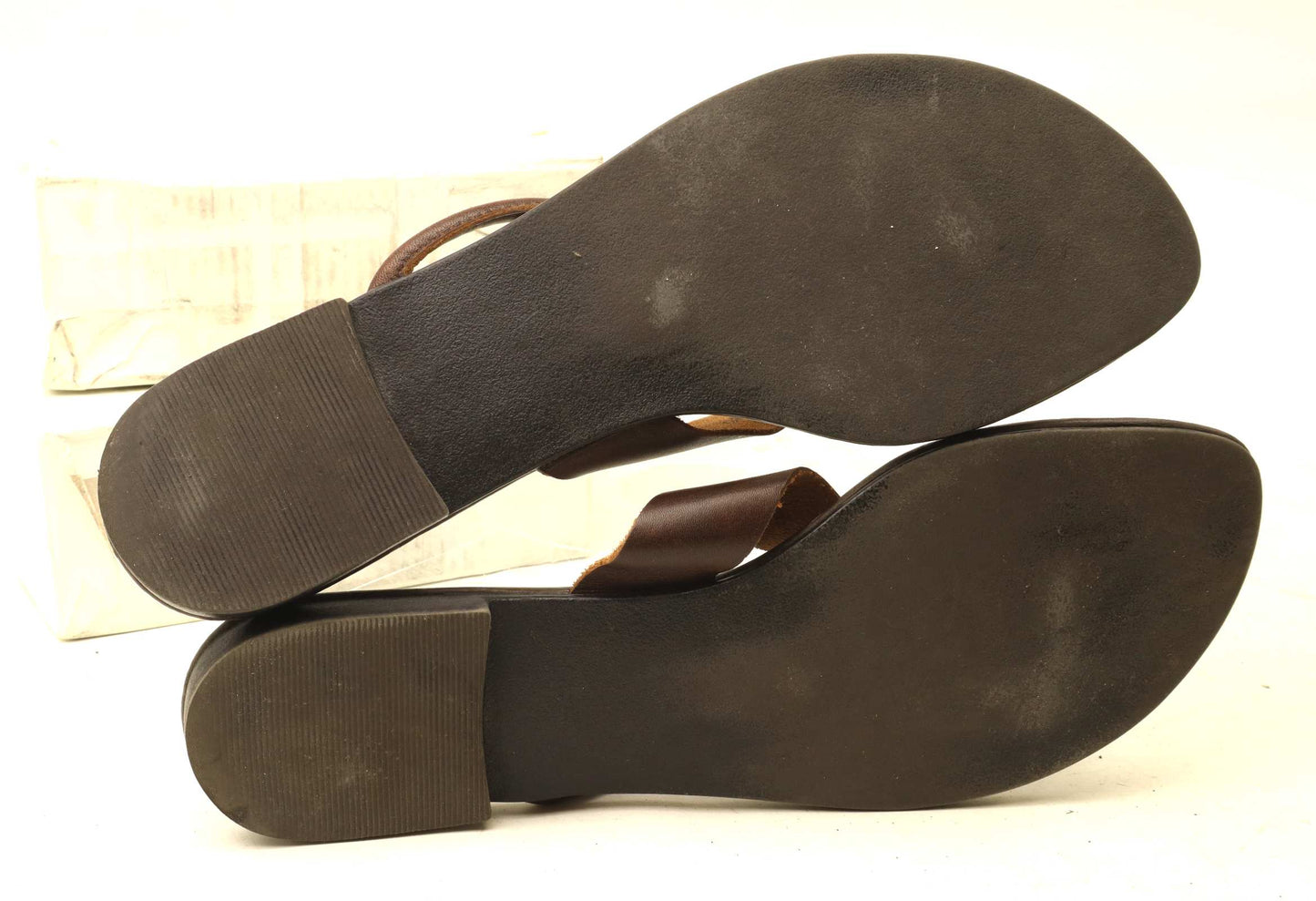New Look Womens UK Size 6 Brown Leather Flip-Flops