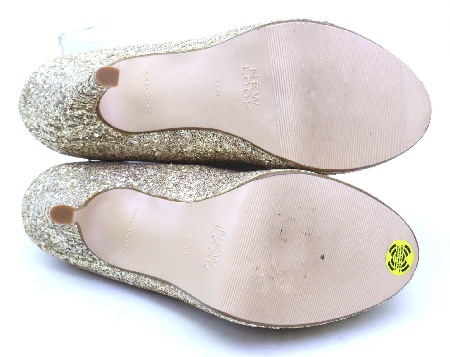 New Look Womens UK Size 7 Gold Glittery Shiny Party Platform Shoes