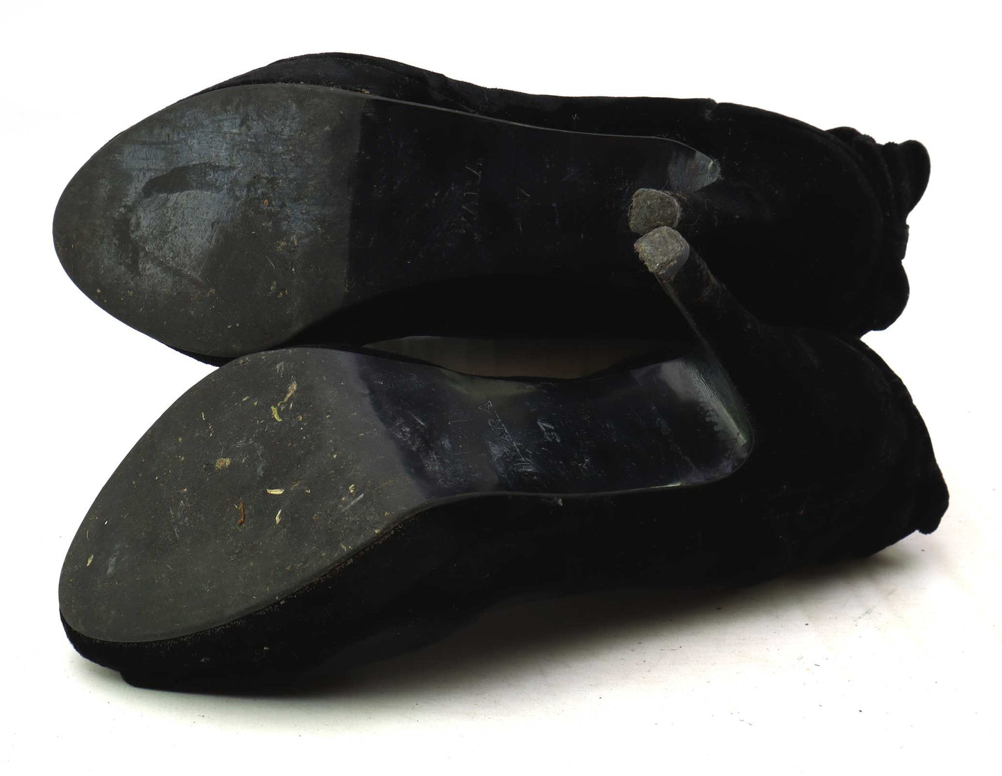 Zara Womens EU Size 37 Black Velvet Feel Heels