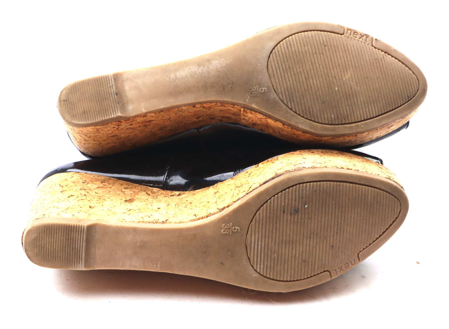 Next Womens UK Size 5 Black Leather Platform Shoes