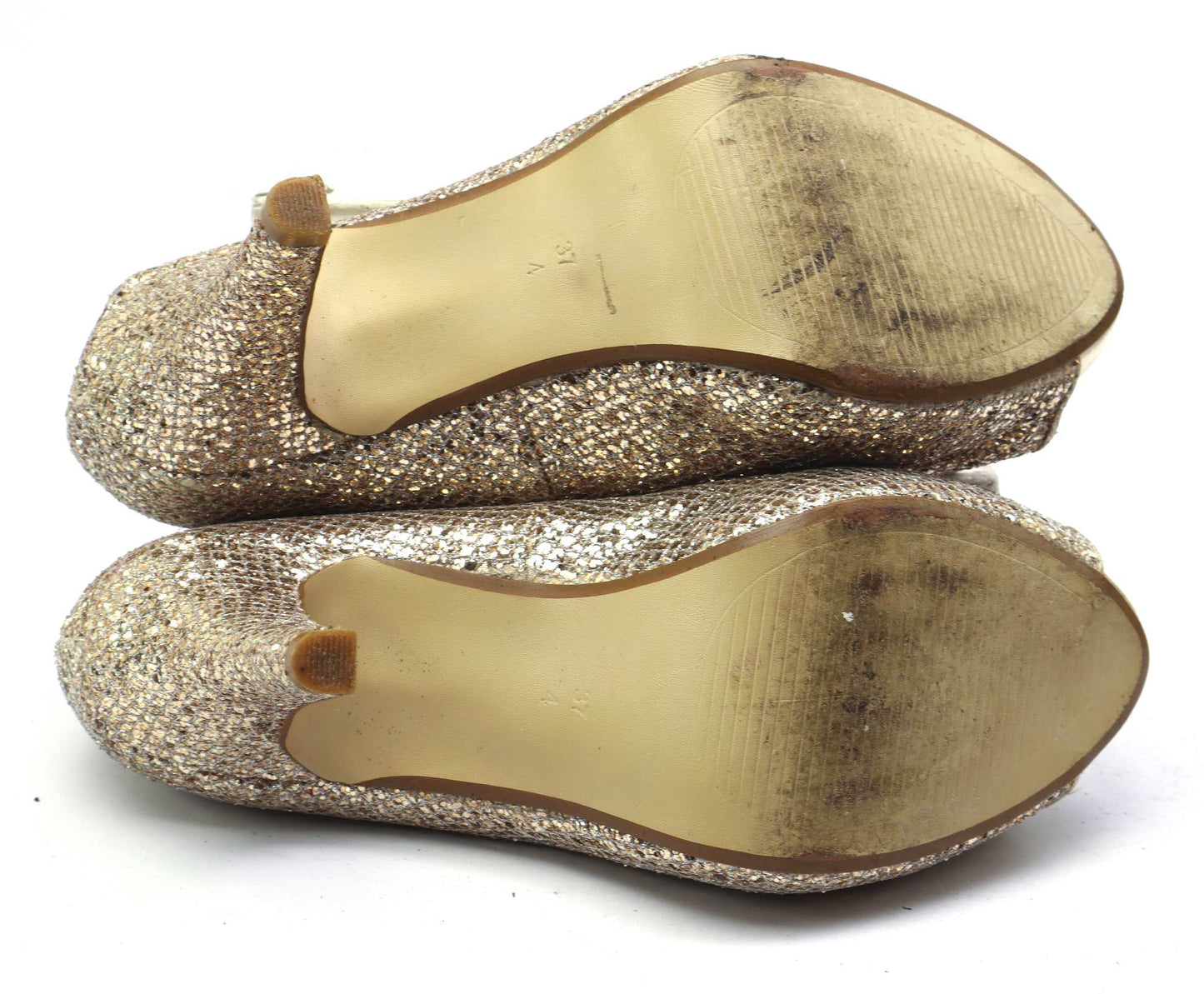 Next Womens UK Size 4 Gold Sparkly Shoes