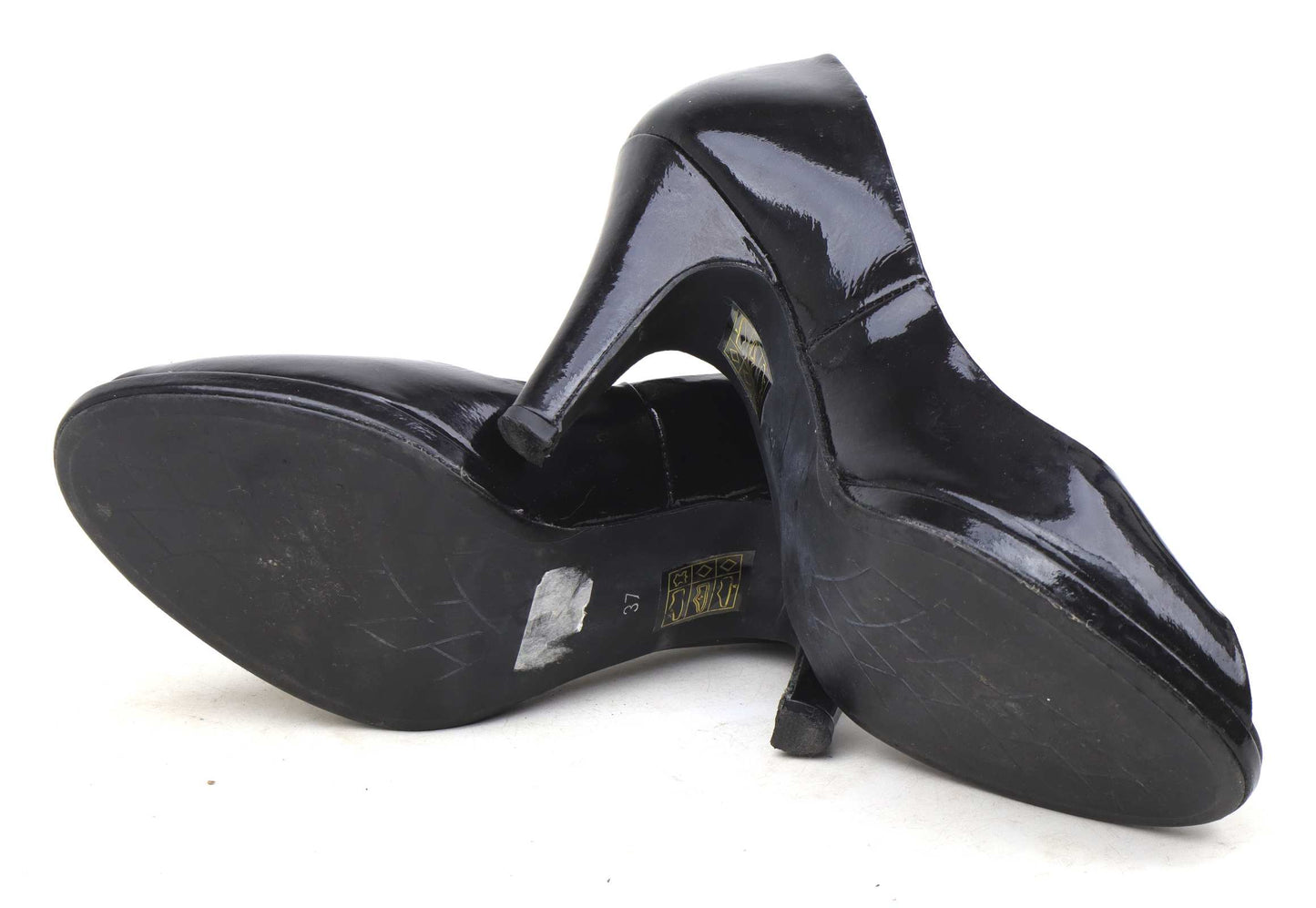 Kurt Geiger Womens EU Size 37 Black Leather Patent Court Shoes