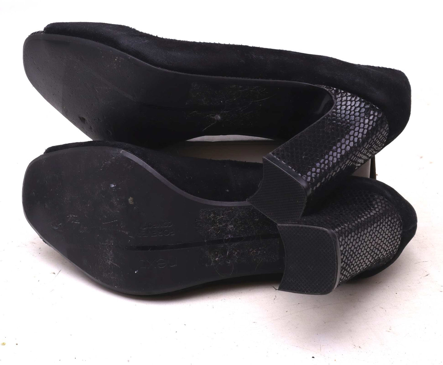 Next Womens UK Size 4 Black Suede Heels