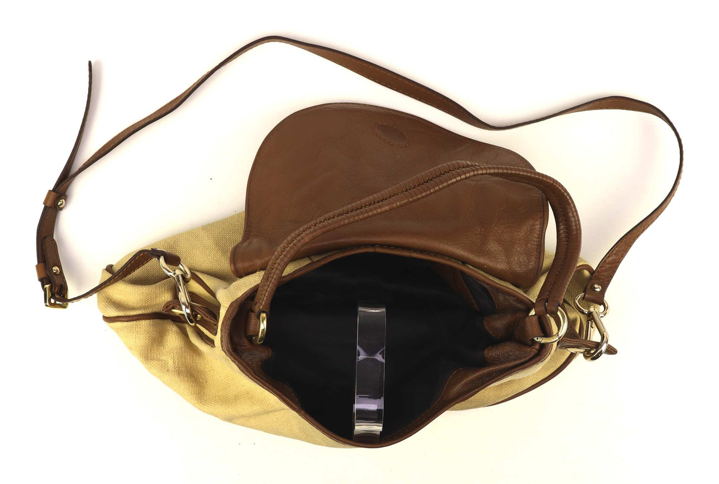 Anouk Cream Leather Trim Strap Womens Shoulder Bag