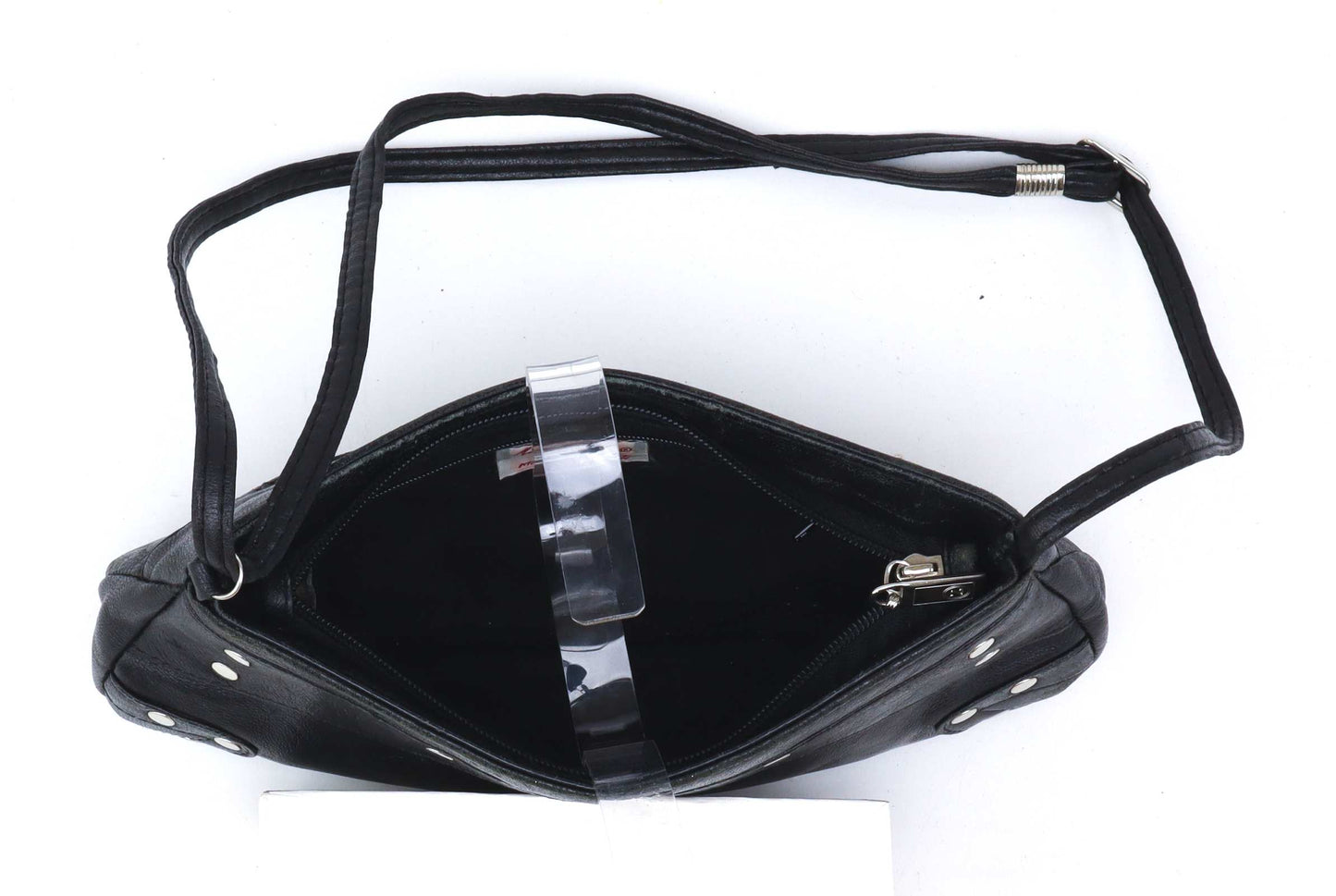 Laura Valle Black Synthetic Silver Studs Womens Crossbody Bag