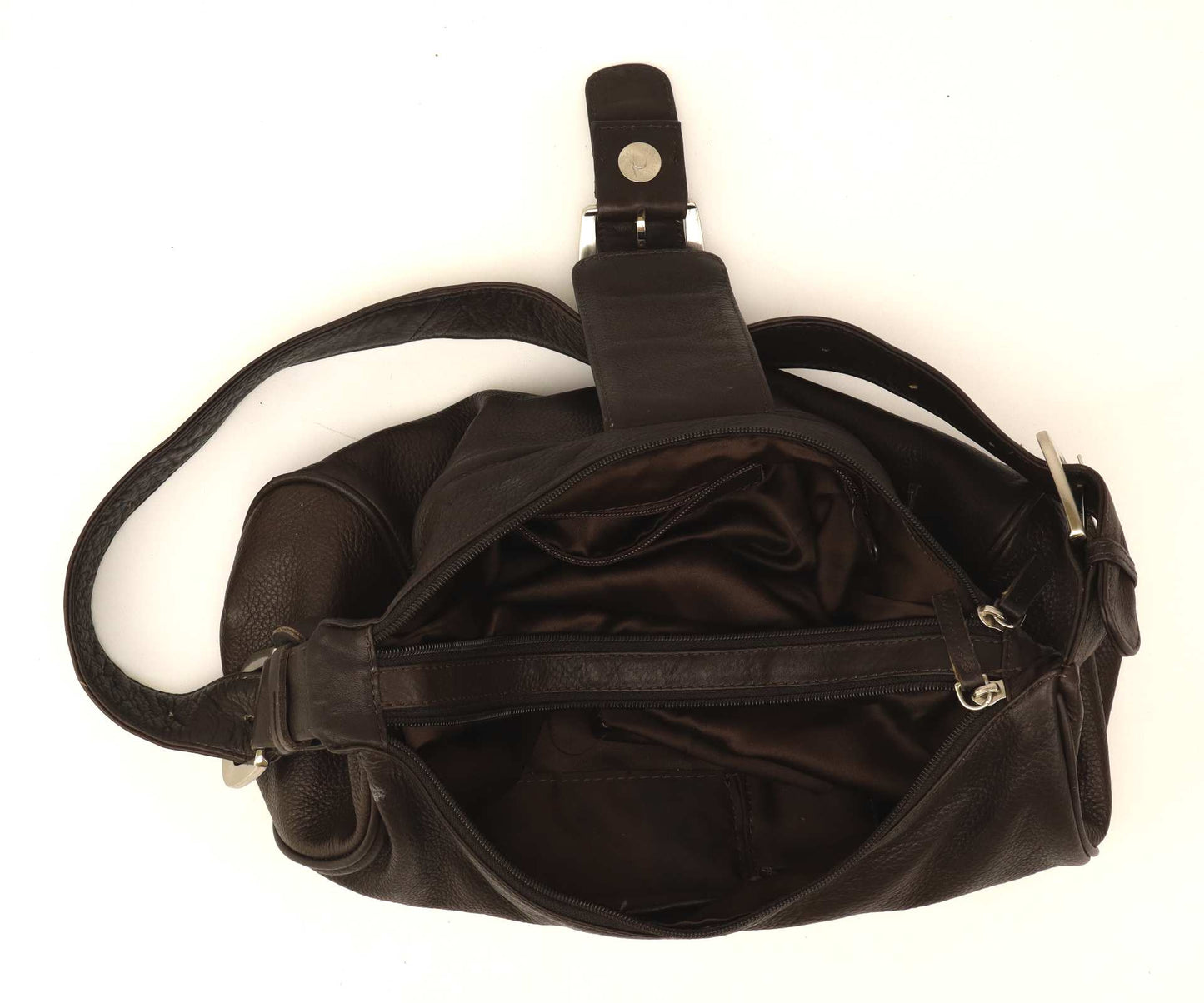 Arrogance Brown Leather Decorative Buckle Womens Shoulder Bag