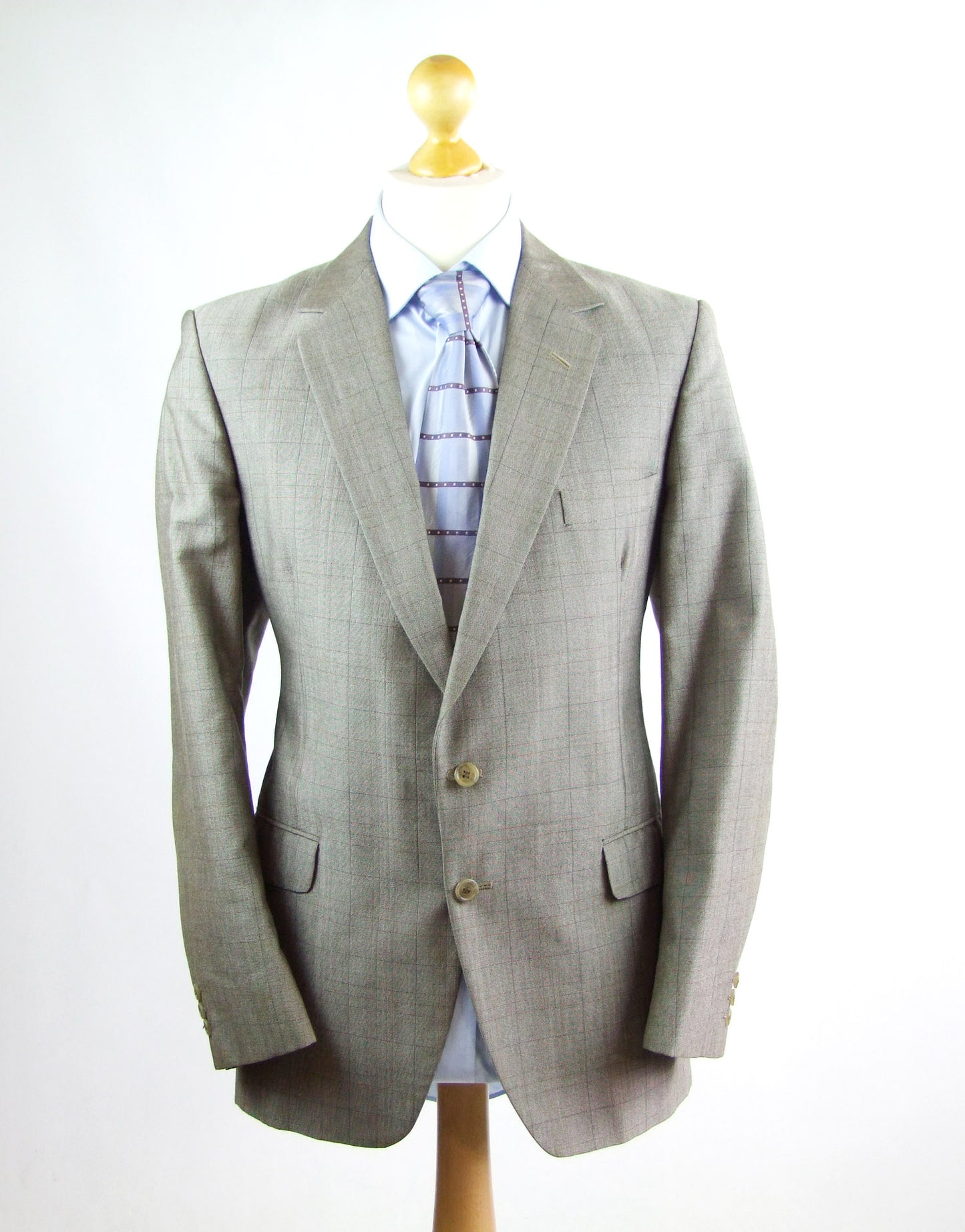Maenson Mens Grey Check Wool Blend Vintage Suit Jacket 42 (Regular)