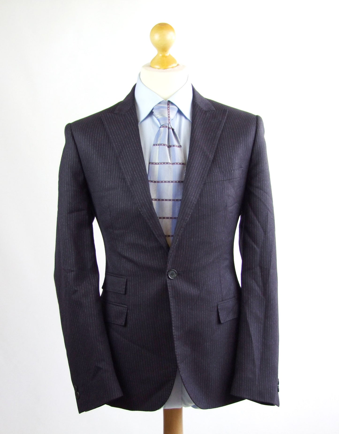 Moss Bros Mens Blue Striped Suit Jacket 40 (Regular)