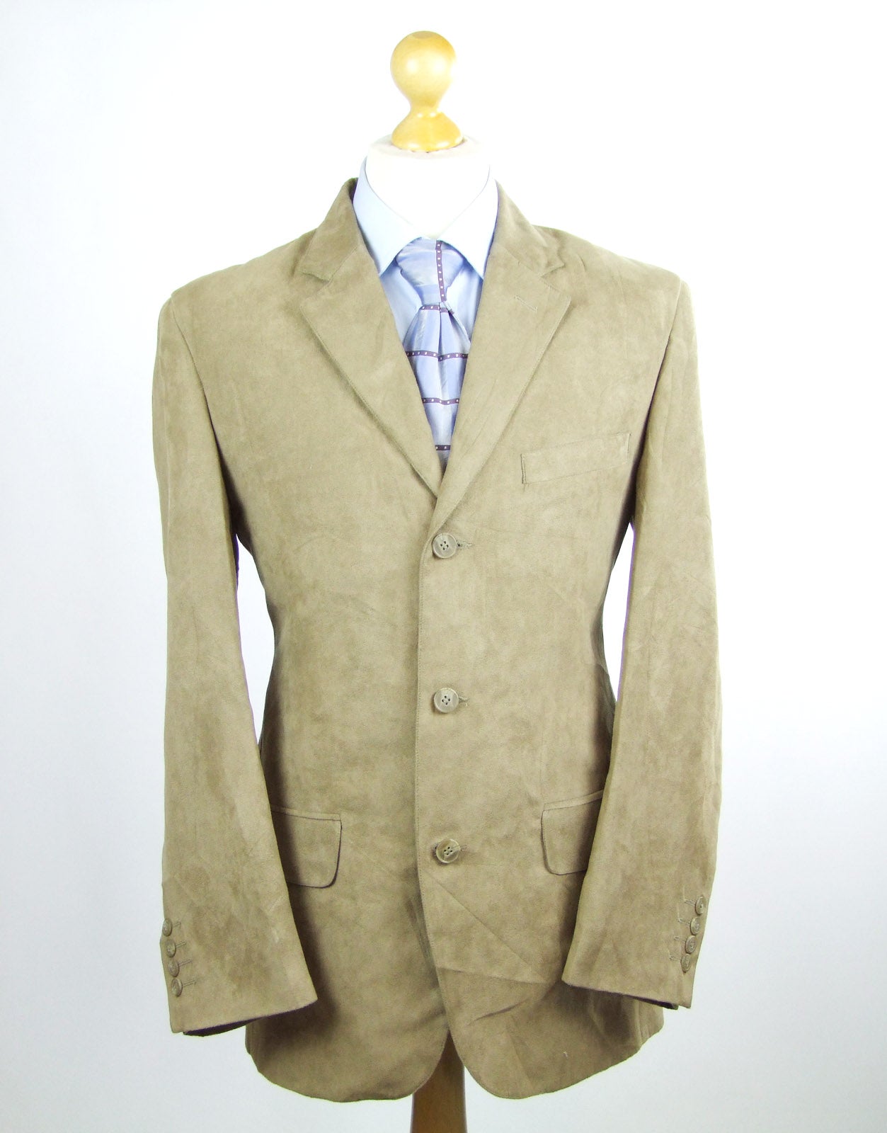 Mens Brown Suit Jacket 40 Regular Preworn Polyester Plain