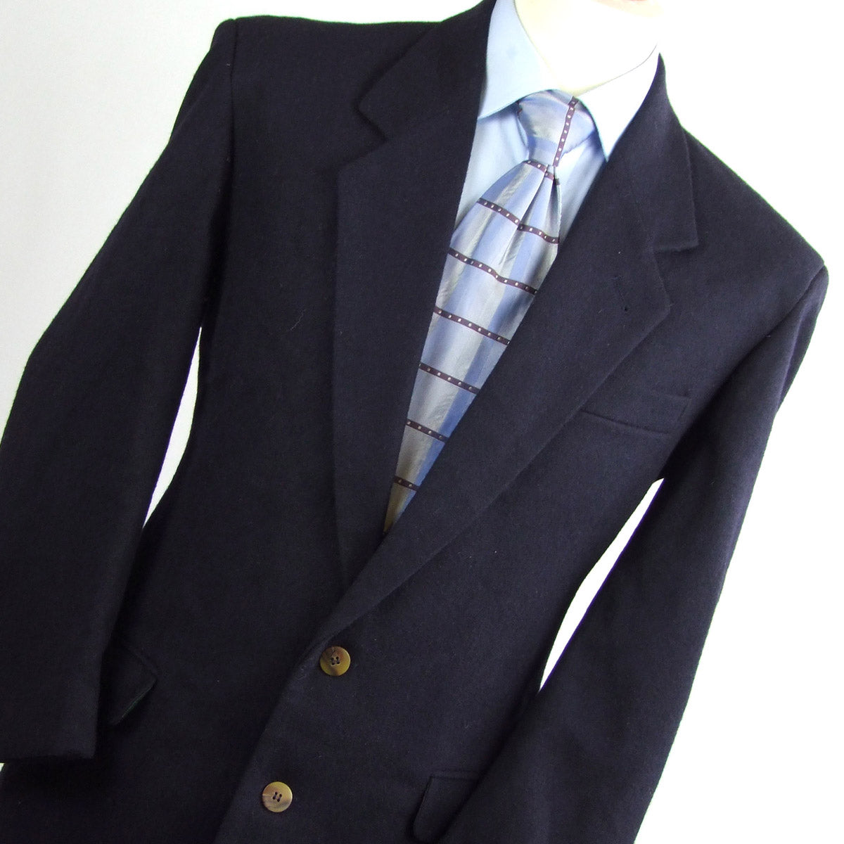 Mens Blue Suit Jacket 40 Short SWJ Wool Plain