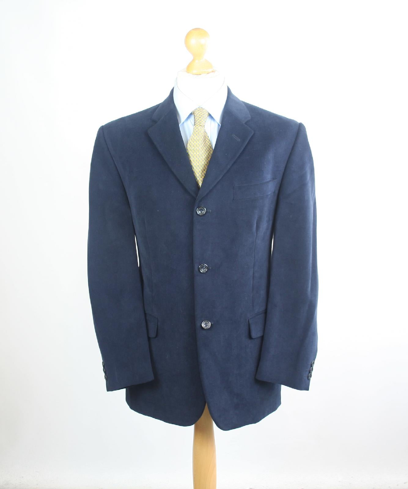 Mens Blue Suit Jacket 40 Short Zona New Classics Cotton Plain