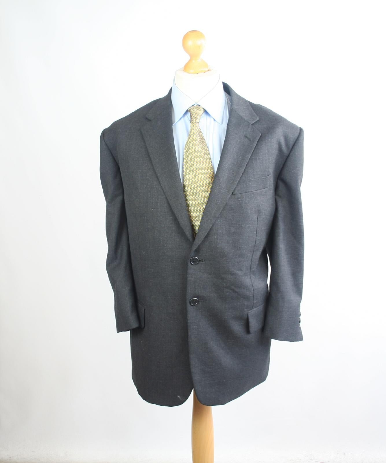 Mens Grey Suit 42/44 Short Slaters Single Breasted Polyester Plain