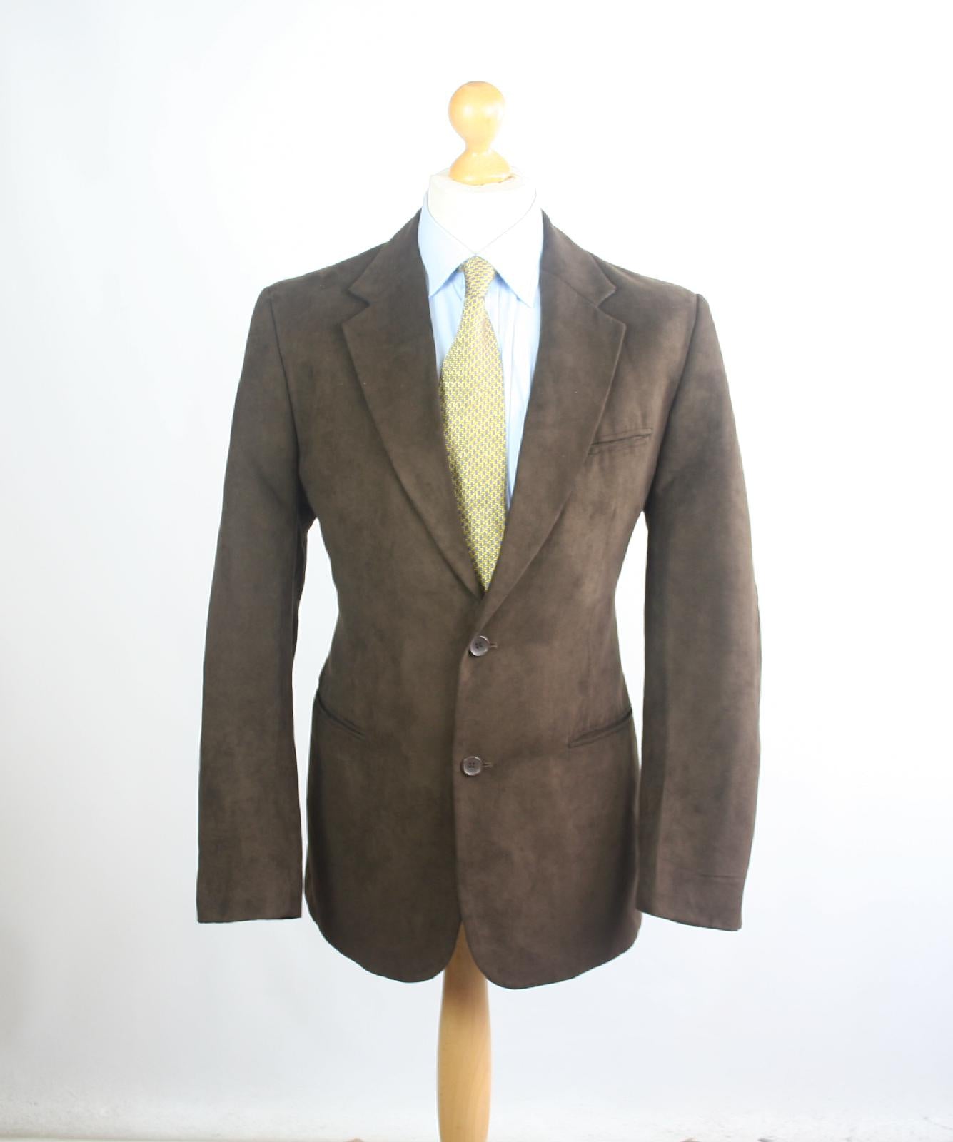 Mens Brown Suit Jacket 40 Regular Emporio Colombo Polyester Plain