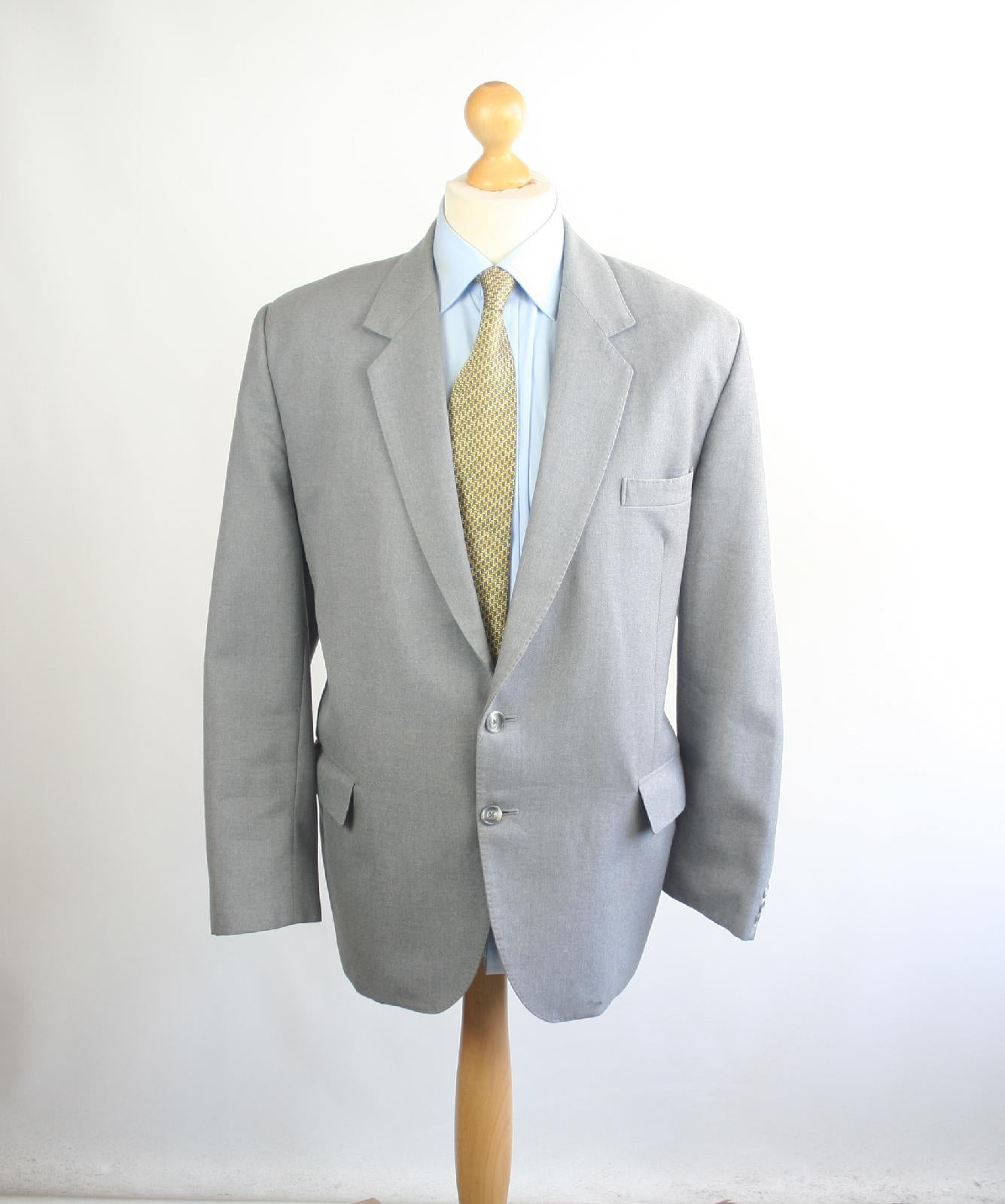 Mens Grey Suit Jacket 42 Regular Valted Wool Blend Plain