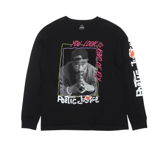 Poetic Justice Men’s Black Long Sleeve Graphic T-Shirt Size L