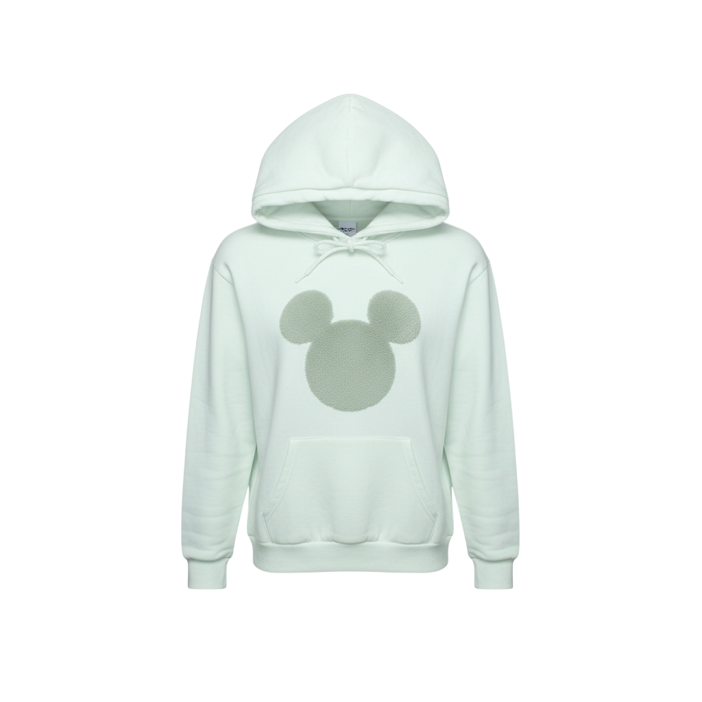 Disney Women White Hoodie With Beige Mickey Design Size L Pullover