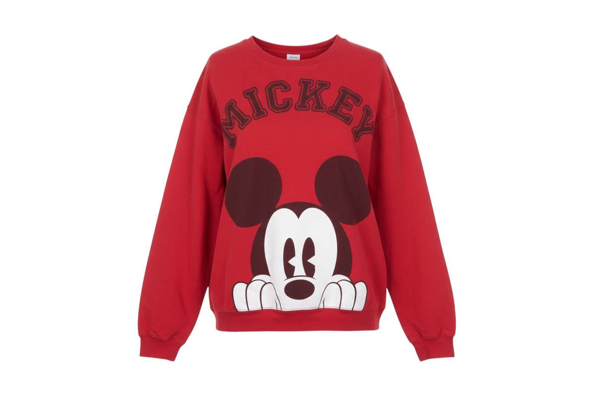 Disney Girls Red Mickey Mouse XL Sweatshirt Cotton Blend Pullover