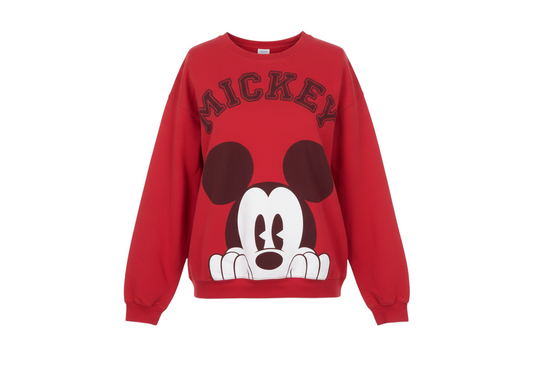 Disney Girls Red Mickey Mouse XL Sweatshirt Cotton Blend Pullover